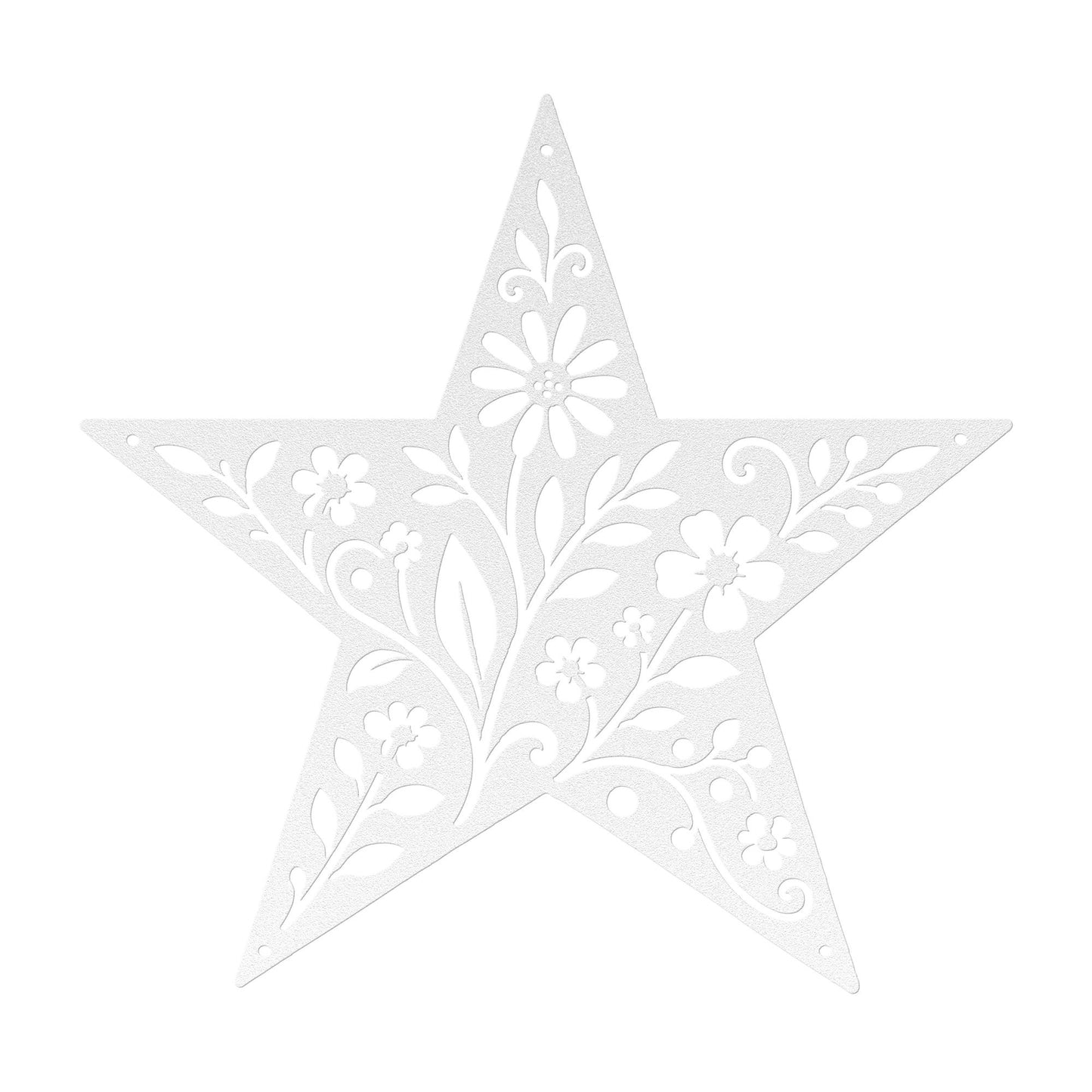 Floral Star Metal Sign, Rustic Botanical Wall Art, Farmhouse Steel Plaque, Garden Inspired Home Decor, Handmade Housewarming Gift