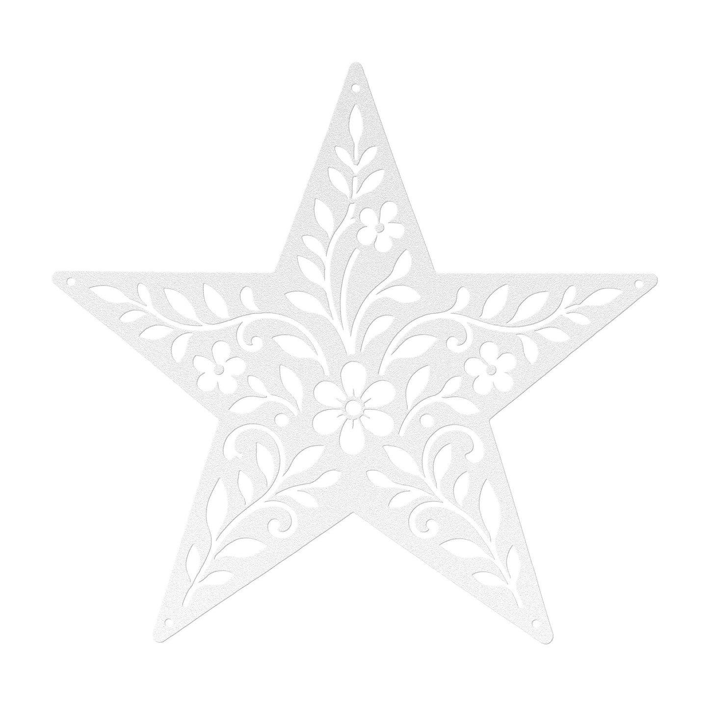 Rustic Floral Star Metal Sign, Botanical Farmhouse Wall Decor, Western Garden Home Accent, Textured Country Entryway Housewarming Gift
