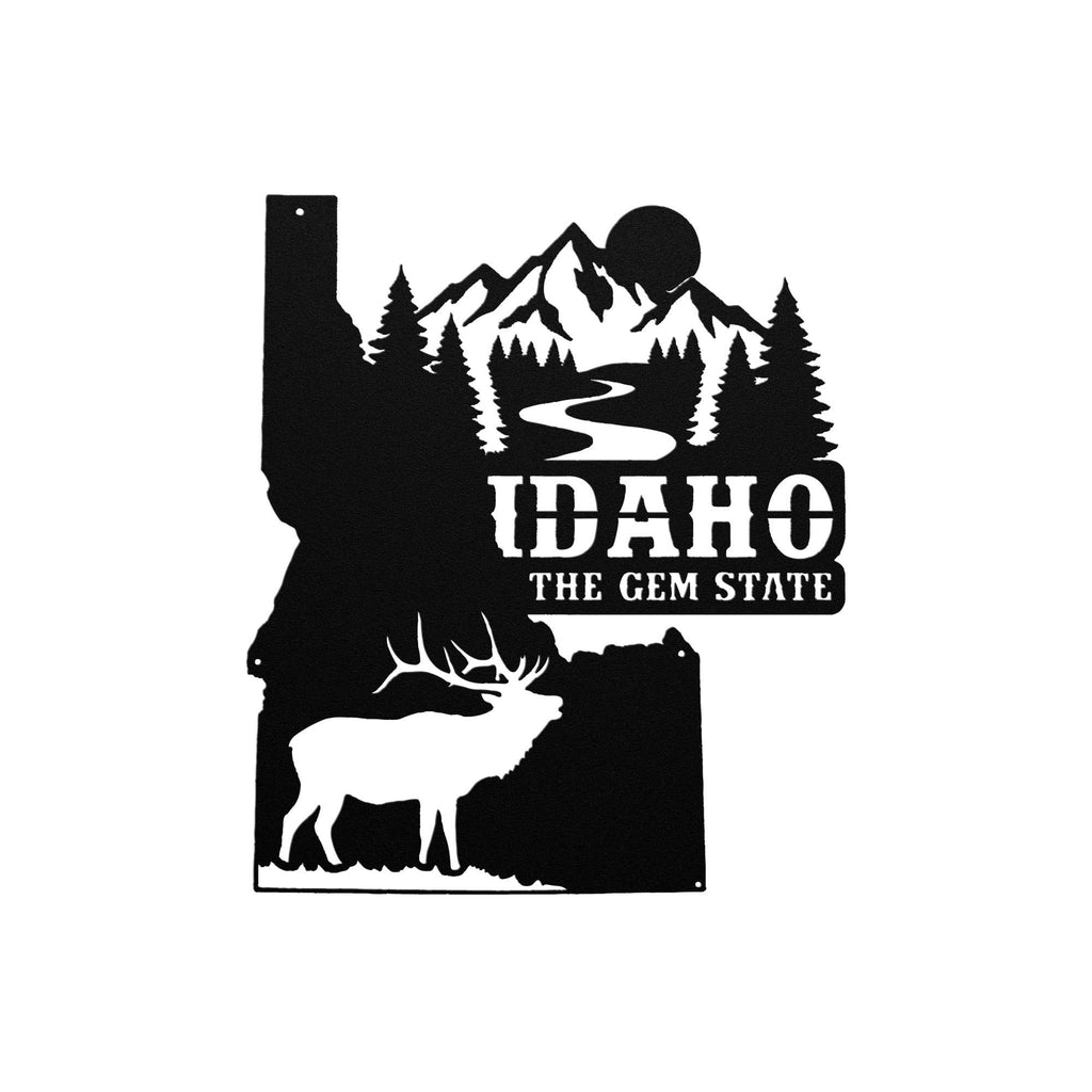 Idaho Metal Wall Art Sign  Rustic Gem State Decor, Die Cut Steel Idaho Sign, Cabin Farmhouse Lodge Wall Hanging
