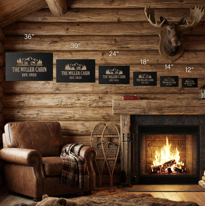 Personalized Metal Cabin Sign, Mountain Cabin Wall Art, Die Cut Rustic Decor (customizable)
