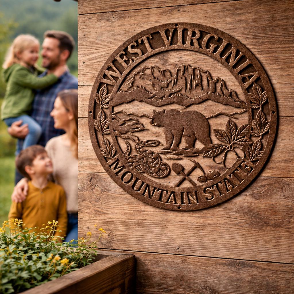 West Virginia Metal Wall Art - Mountain State Sign - Rustic Cabin Decor - Outdoor Metal Sign - Appalachian Home Decor - WV Wall Hanging