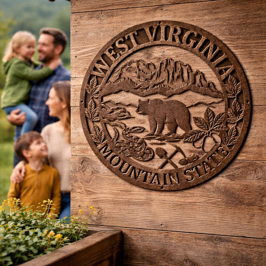 West Virginia Metal Wall Art - Mountain State Sign - Rustic Cabin Decor - Outdoor Metal Sign - Appalachian Home Decor - WV Wall Hanging