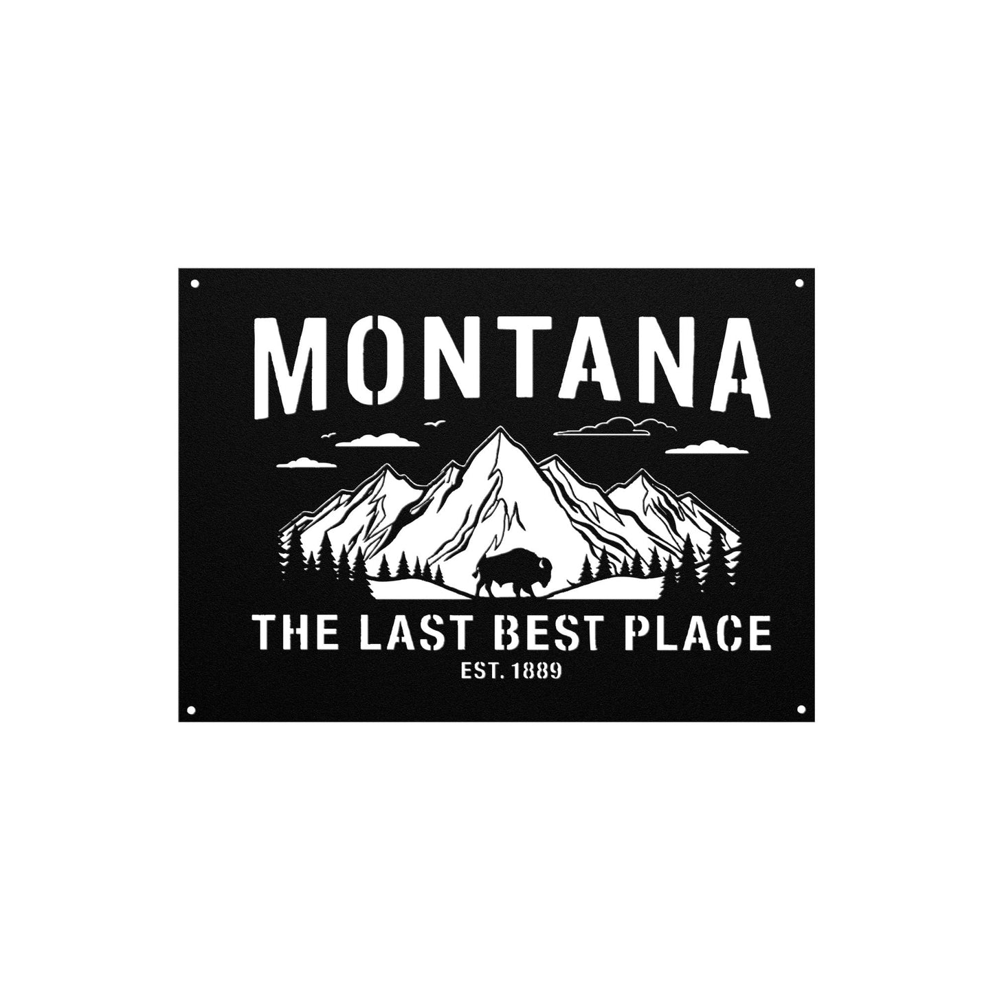 Montana Home Wall Art Metal Sign – Rustic Mountain Decor, Bison Wall Hanging, Cabin Lodge Decor, Western Wall Art, Montana Gift