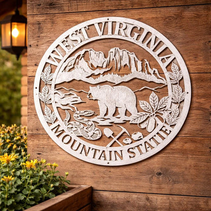 West Virginia Metal Wall Art - Mountain State Sign - Rustic Cabin Decor - Outdoor Metal Sign - Appalachian Home Decor - WV Wall Hanging
