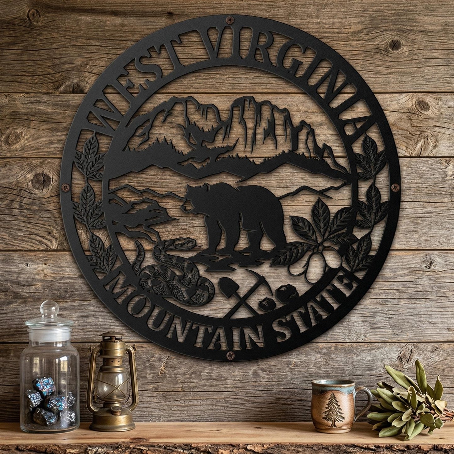 West Virginia Metal Wall Art - Mountain State Sign - Rustic Cabin Decor - Outdoor Metal Sign - Appalachian Home Decor - WV Wall Hanging