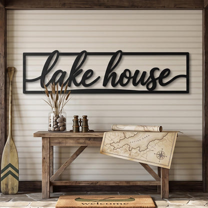Lake House Metal Wall Art, Lake House Sign Decor, Rustic Cabin Metal Sign, Lakefront Home Wall Decor, Farmhouse Lake House Gift