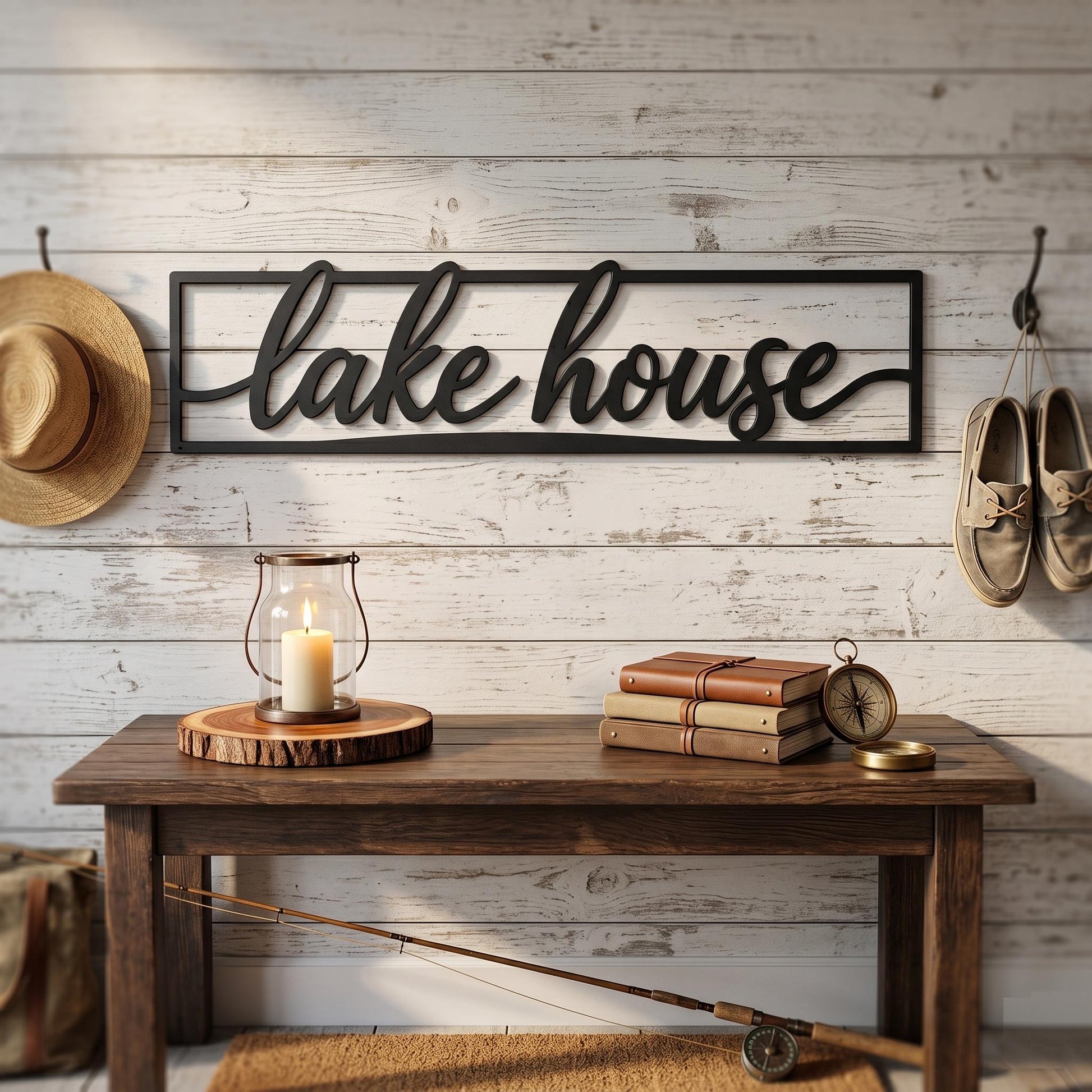 Lake House Metal Wall Art, Lake House Sign Decor, Rustic Cabin Metal Sign, Lakefront Home Wall Decor, Farmhouse Lake House Gift