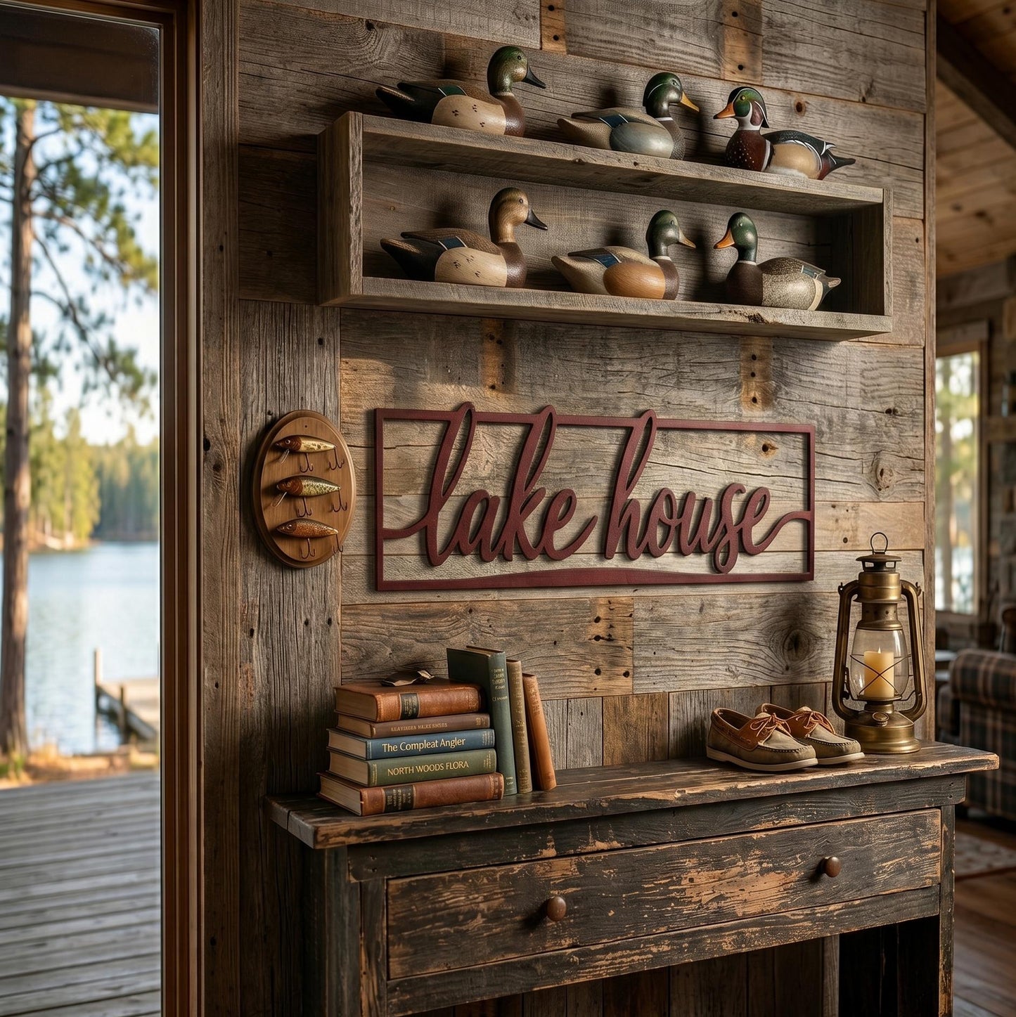 Lake House Metal Wall Art, Lake House Sign Decor, Rustic Cabin Metal Sign, Lakefront Home Wall Decor, Farmhouse Lake House Gift