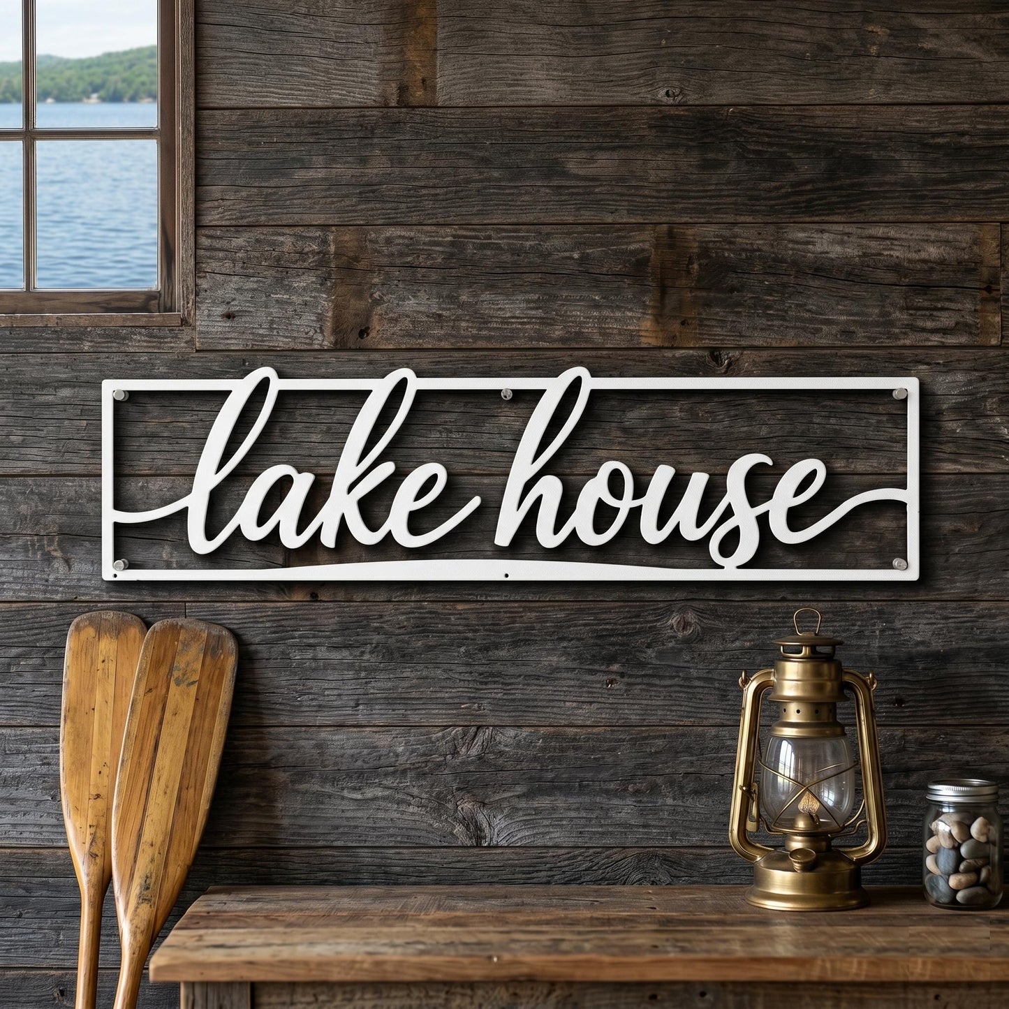 Lake House Metal Wall Art, Lake House Sign Decor, Rustic Cabin Metal Sign, Lakefront Home Wall Decor, Farmhouse Lake House Gift