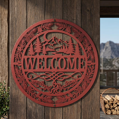 Cabin Welcome Sign Metal Wall Art, Rustic Welcome Sign, Lake House Decor, Mountain Wall Art, Fishing Decor, Outdoor Welcome Sign