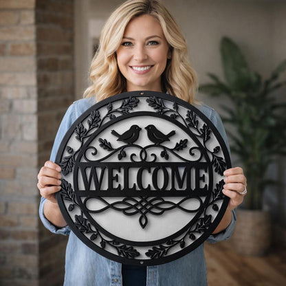 Rustic Welcome Sign Metal Wall Art, Farmhouse Welcome Sign, Front Door Decor, Outdoor Welcome Sign, Metal Wall Decor