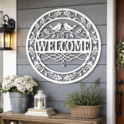 Rustic Welcome Sign Metal Wall Art, Farmhouse Welcome Sign, Front Door Decor, Outdoor Welcome Sign, Metal Wall Decor