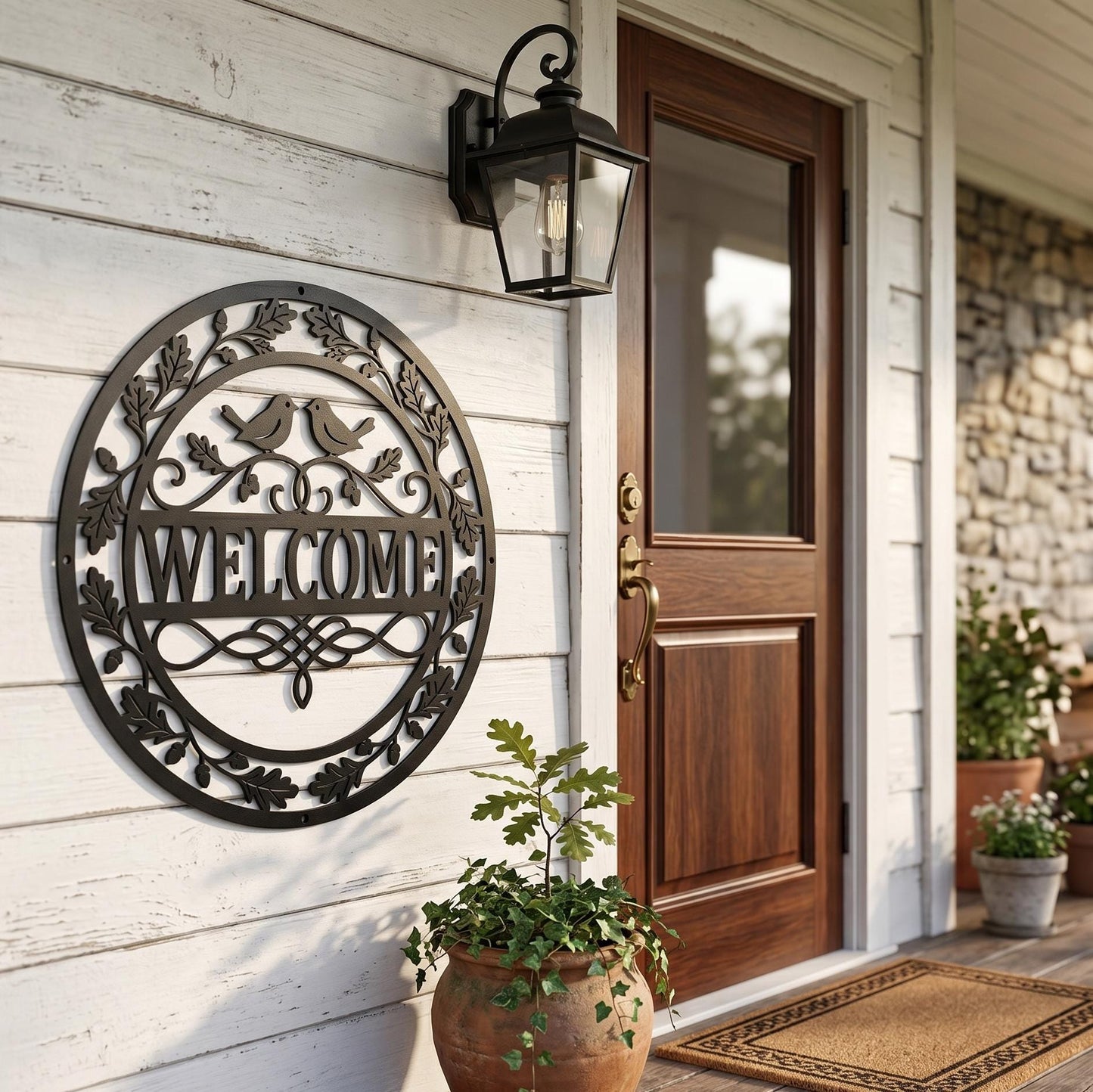 Rustic Welcome Sign Metal Wall Art, Farmhouse Welcome Sign, Front Door Decor, Outdoor Welcome Sign, Metal Wall Decor
