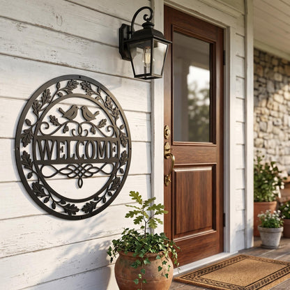 Rustic Welcome Sign Metal Wall Art, Farmhouse Welcome Sign, Front Door Decor, Outdoor Welcome Sign, Metal Wall Decor