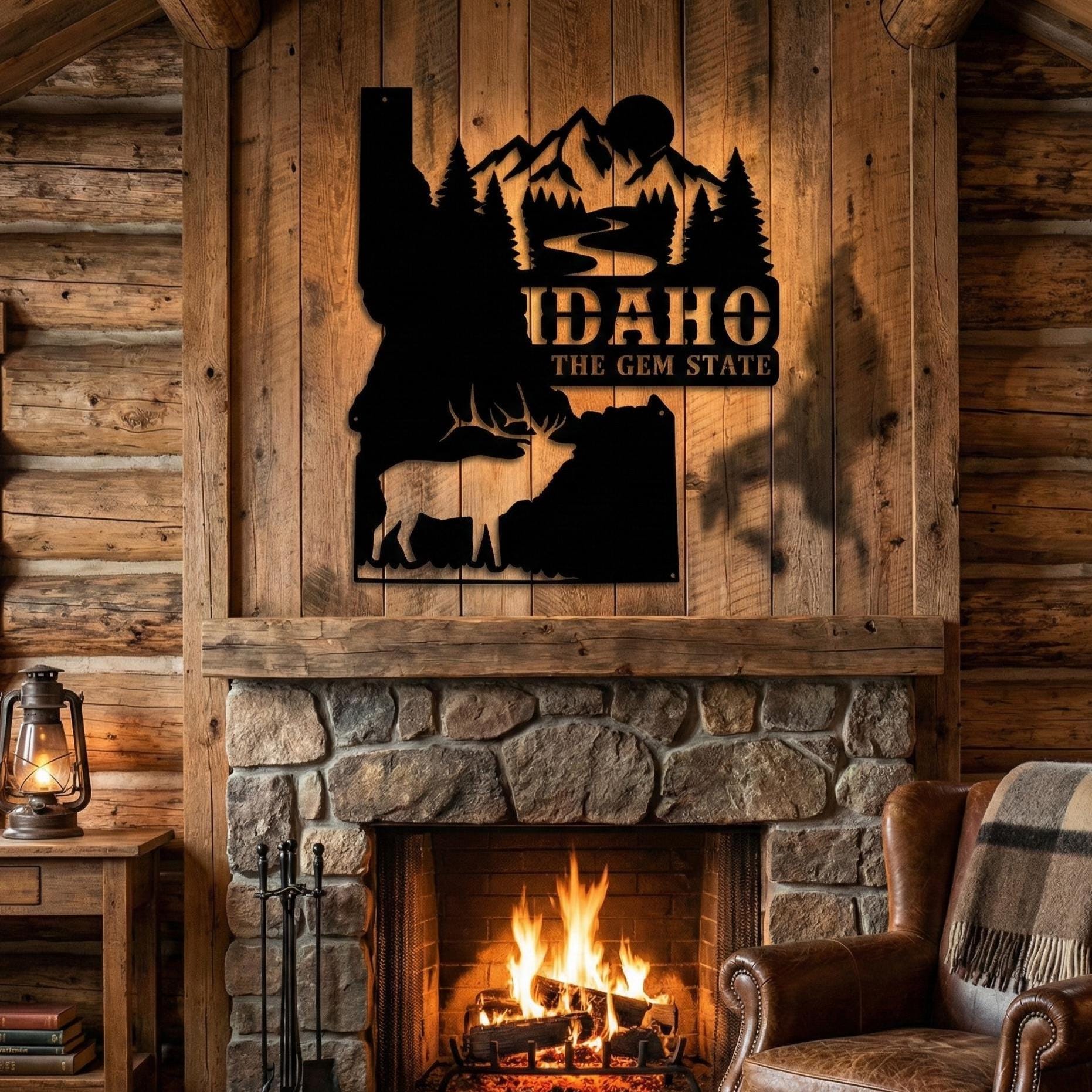 Idaho Metal Wall Art Sign  Rustic Gem State Decor, Die Cut Steel Idaho Sign, Cabin Farmhouse Lodge Wall Hanging