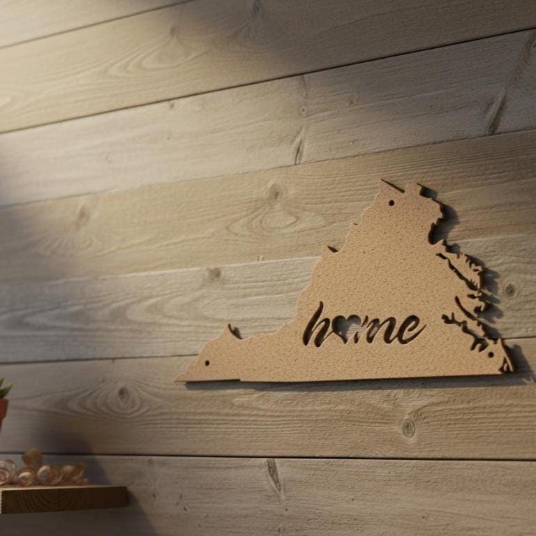 Virginia Home Metal Sign  Die Cut State Wall Art, Farmhouse Décor, Custom Virginia House Sign, Rustic Outdoor Metal Sign