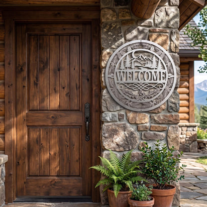 Cabin Welcome Sign Metal Wall Art, Rustic Welcome Sign, Lake House Decor, Mountain Wall Art, Fishing Decor, Outdoor Welcome Sign