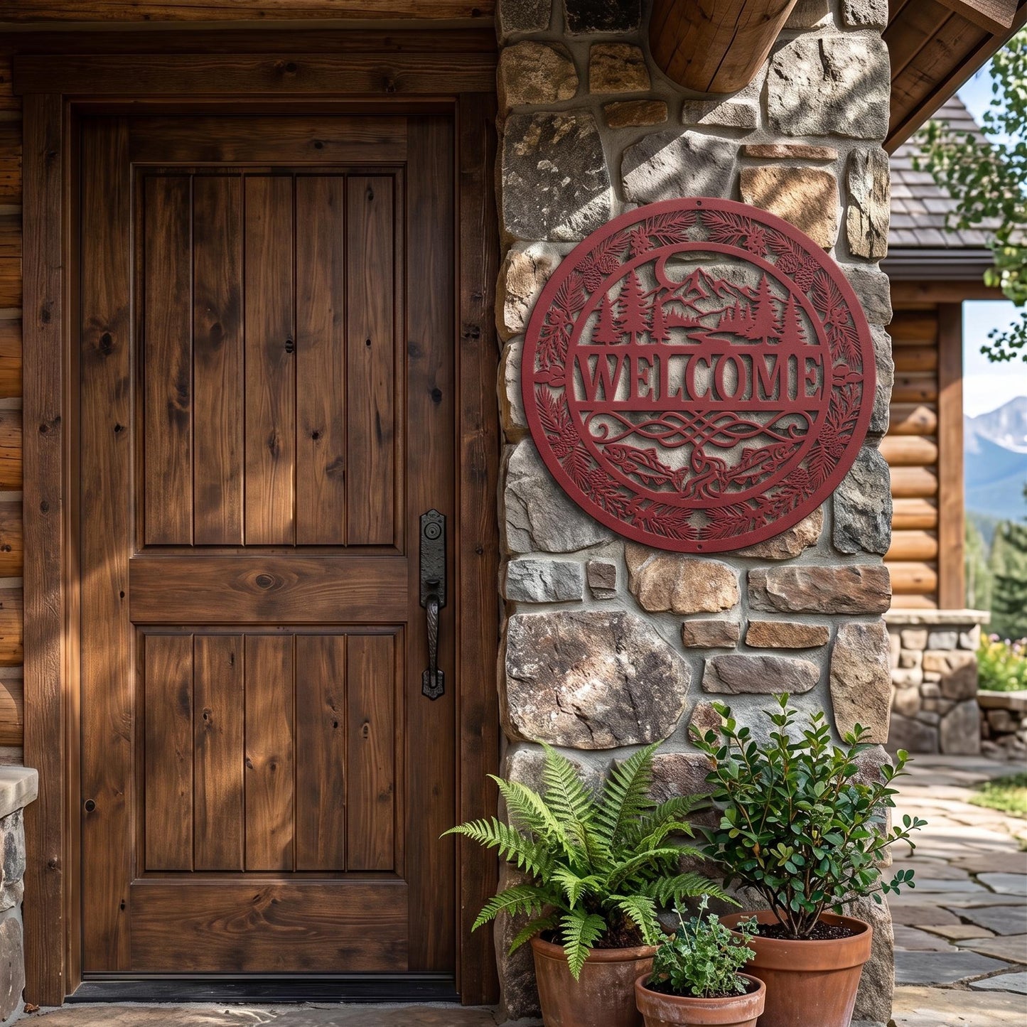 Cabin Welcome Sign Metal Wall Art, Rustic Welcome Sign, Lake House Decor, Mountain Wall Art, Fishing Decor, Outdoor Welcome Sign