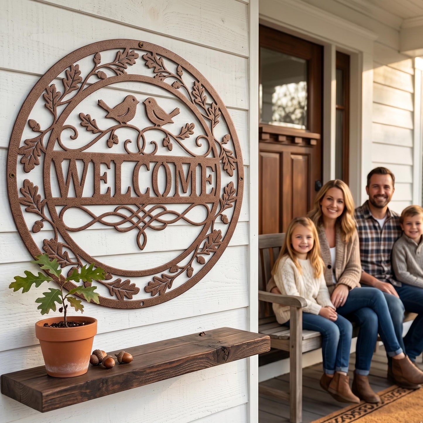 Rustic Welcome Sign Metal Wall Art, Farmhouse Welcome Sign, Front Door Decor, Outdoor Welcome Sign, Metal Wall Decor