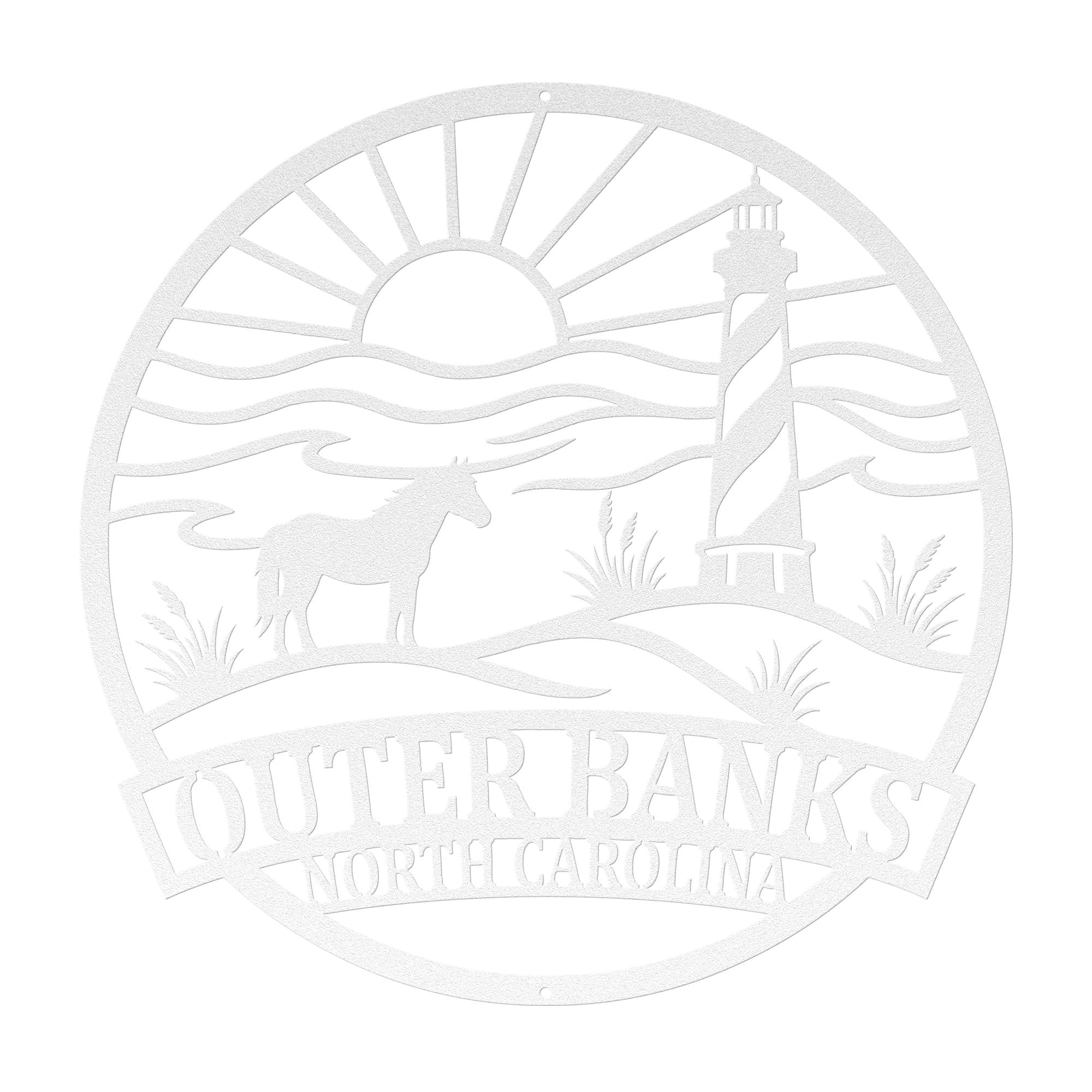 Outer Banks Wall Art | OBX Metal Sign | Coastal North Carolina Decor | Beach House Wall Art | Lighthouse Ocean Scene