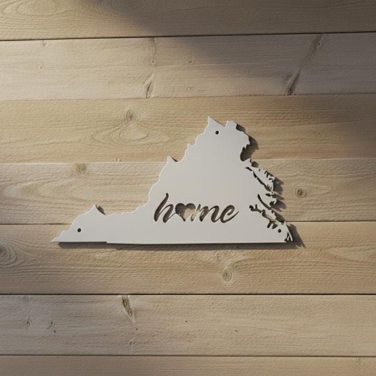 Virginia Home Metal Sign  Die Cut State Wall Art, Farmhouse Décor, Custom Virginia House Sign, Rustic Outdoor Metal Sign