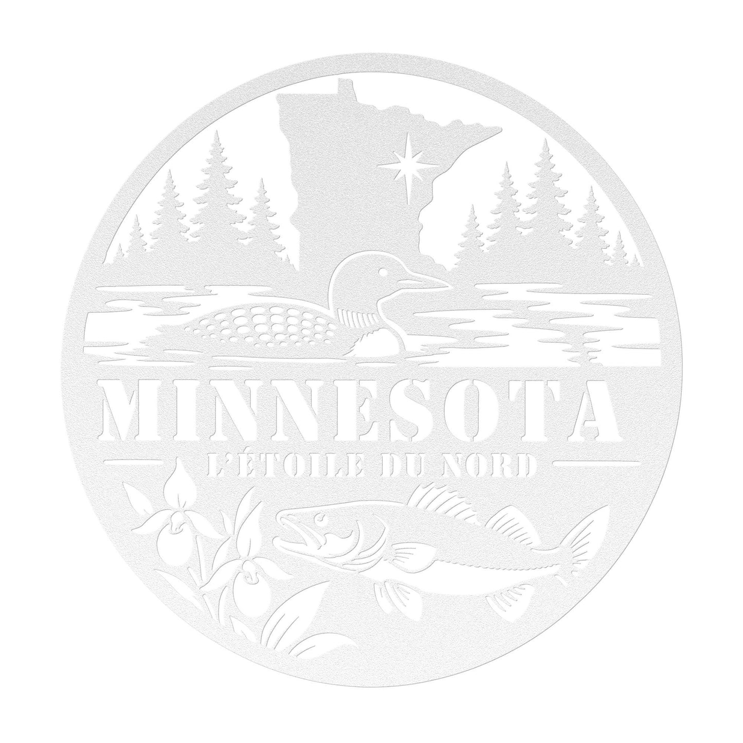 Minnesota Metal Sign, Copper Die Cut Wall Art, Minnesota Cabin Decor, Lake House Wall Decor, Loon Walleye Northwoods Gift