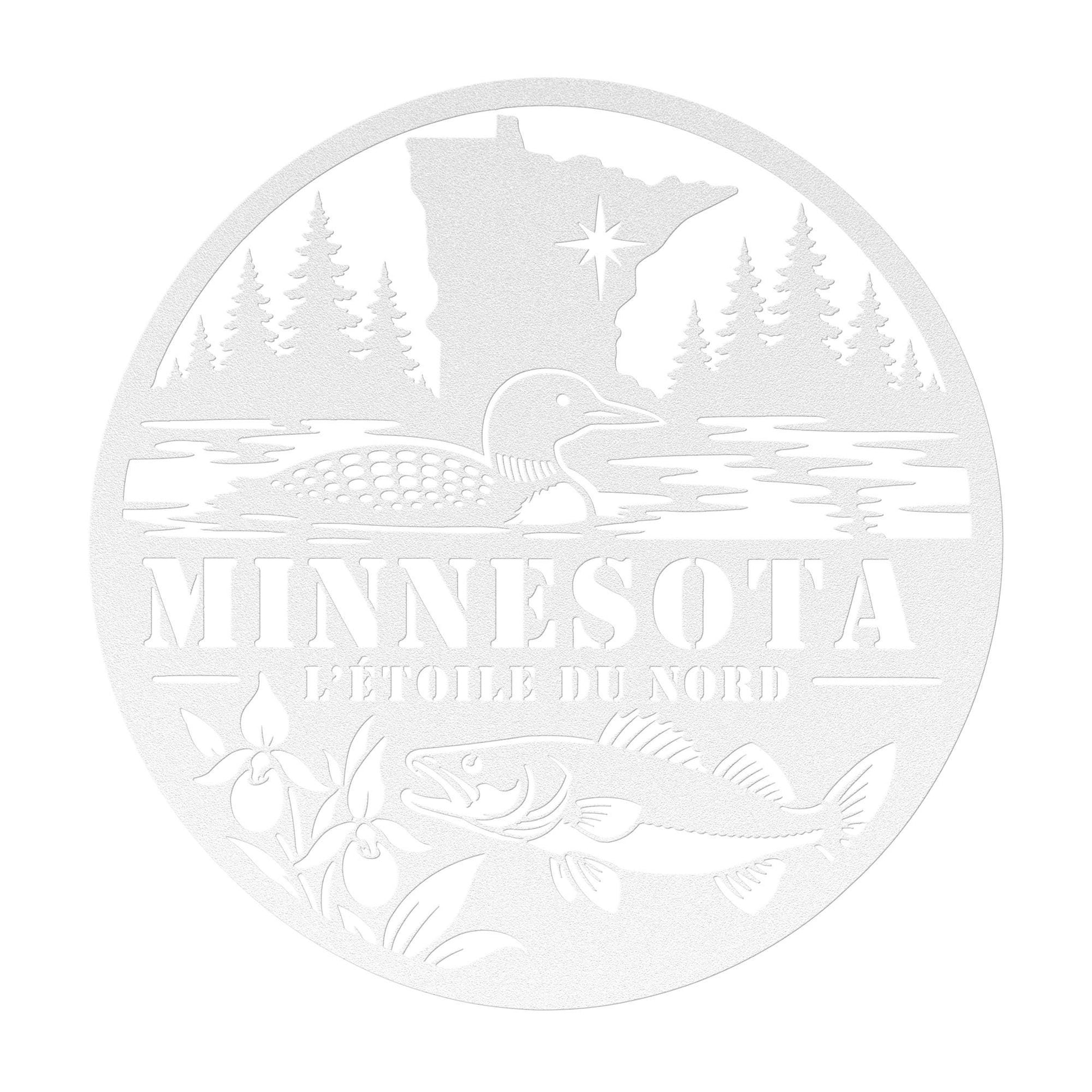 Minnesota Metal Sign, Copper Die Cut Wall Art, Minnesota Cabin Decor, Lake House Wall Decor, Loon Walleye Northwoods Gift