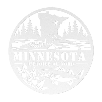 Minnesota Metal Sign, Copper Die Cut Wall Art, Minnesota Cabin Decor, Lake House Wall Decor, Loon Walleye Northwoods Gift
