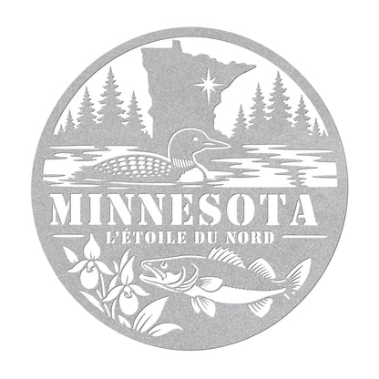 Minnesota Metal Sign, Copper Die Cut Wall Art, Minnesota Cabin Decor, Lake House Wall Decor, Loon Walleye Northwoods Gift