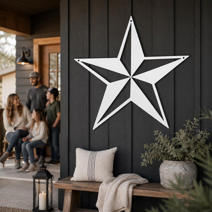 Star Metal Sign, Outdoor Farmhouse Wall Decor, Rustic Porch Plaque, Western Patio Art, Ranch House Accent, Country Entry Gift