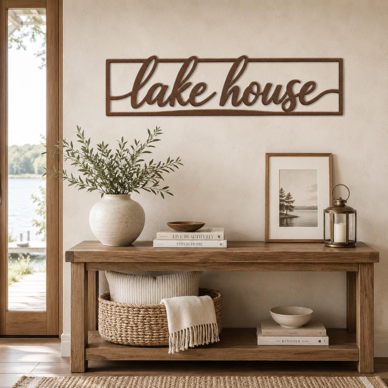 Lake House Metal Wall Art, Lake House Sign Decor, Rustic Cabin Metal Sign, Lakefront Home Wall Decor, Farmhouse Lake House Gift