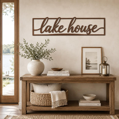 Lake House Metal Wall Art, Lake House Sign Decor, Rustic Cabin Metal Sign, Lakefront Home Wall Decor, Farmhouse Lake House Gift