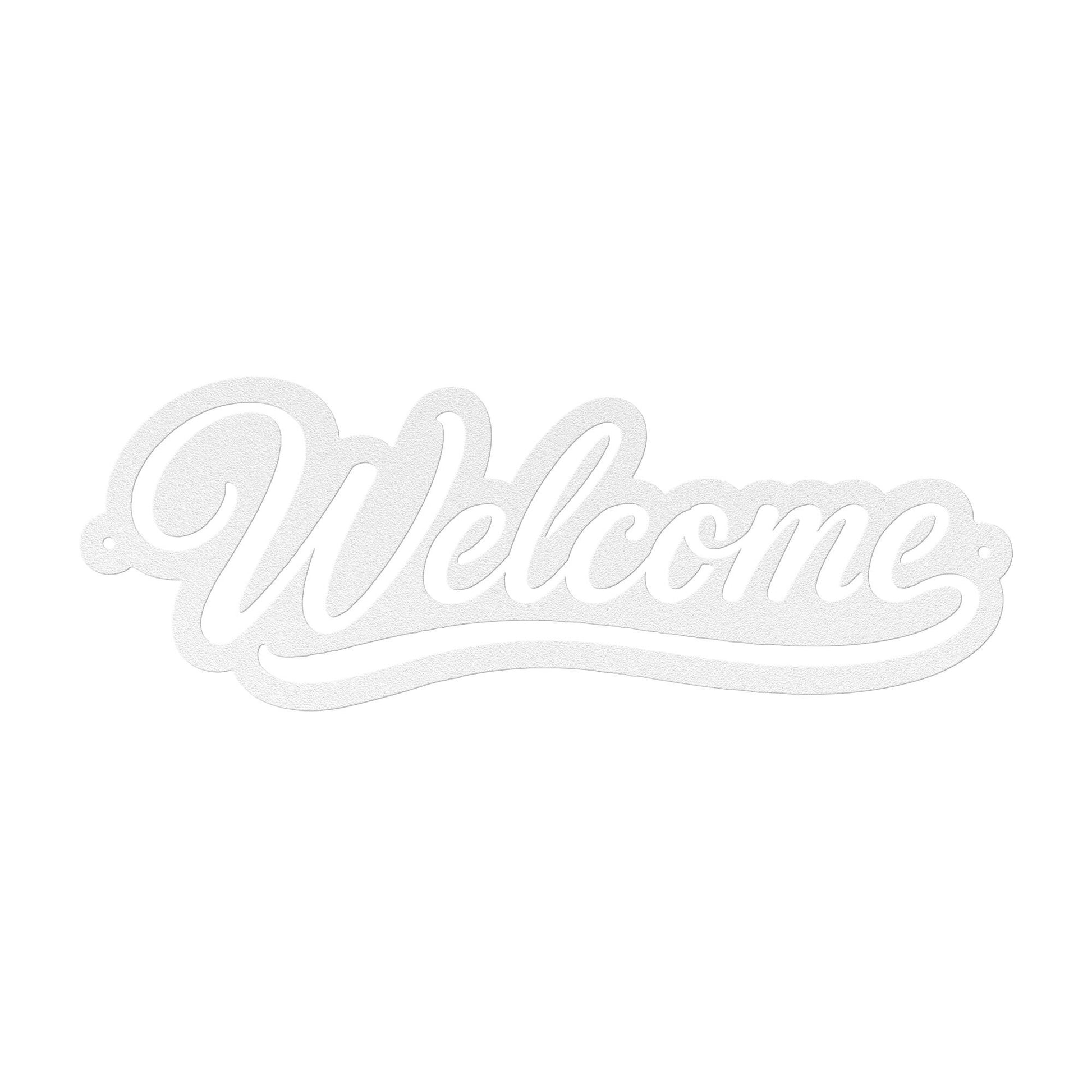 Script Welcome Metal Sign, Horizontal Front Door Wall Decor, Rustic Entryway Plaque, Farmhouse Porch Housewarming Gift, Cursive Art