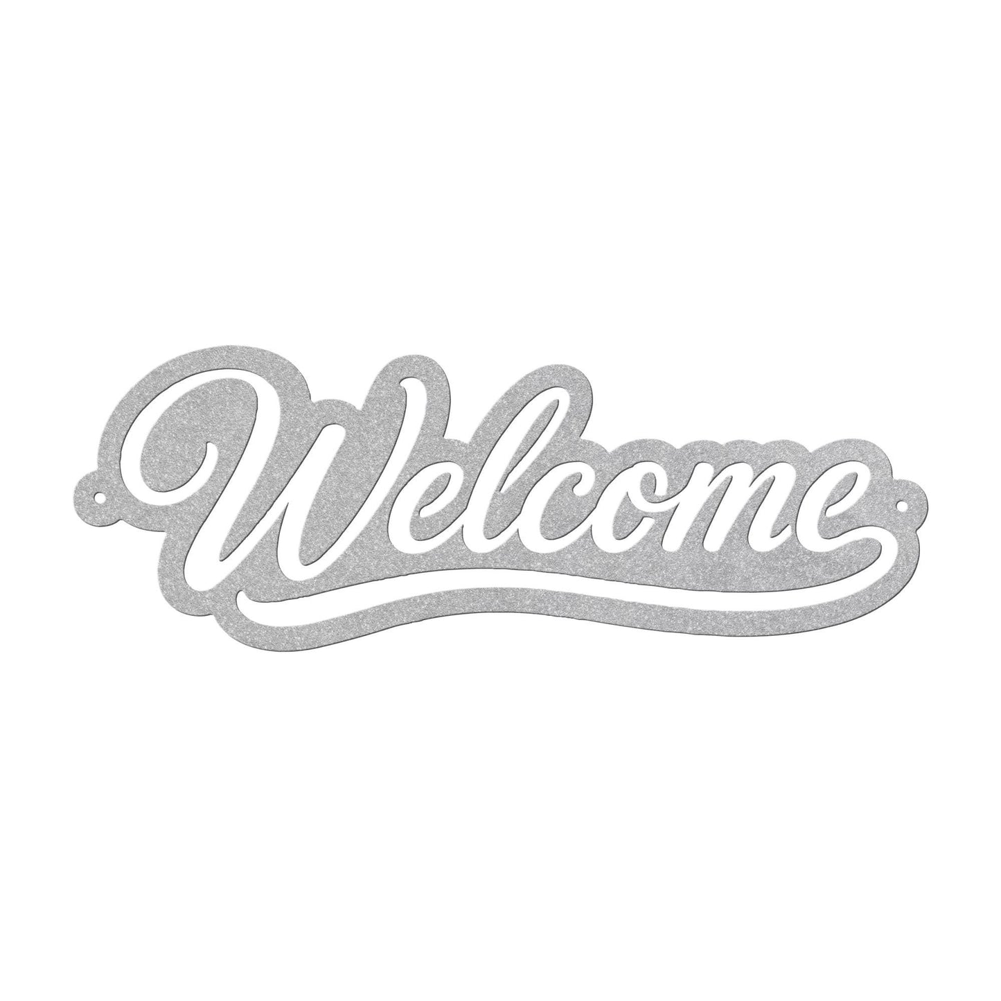 Script Welcome Metal Sign, Horizontal Front Door Wall Decor, Rustic Entryway Plaque, Farmhouse Porch Housewarming Gift, Cursive Art