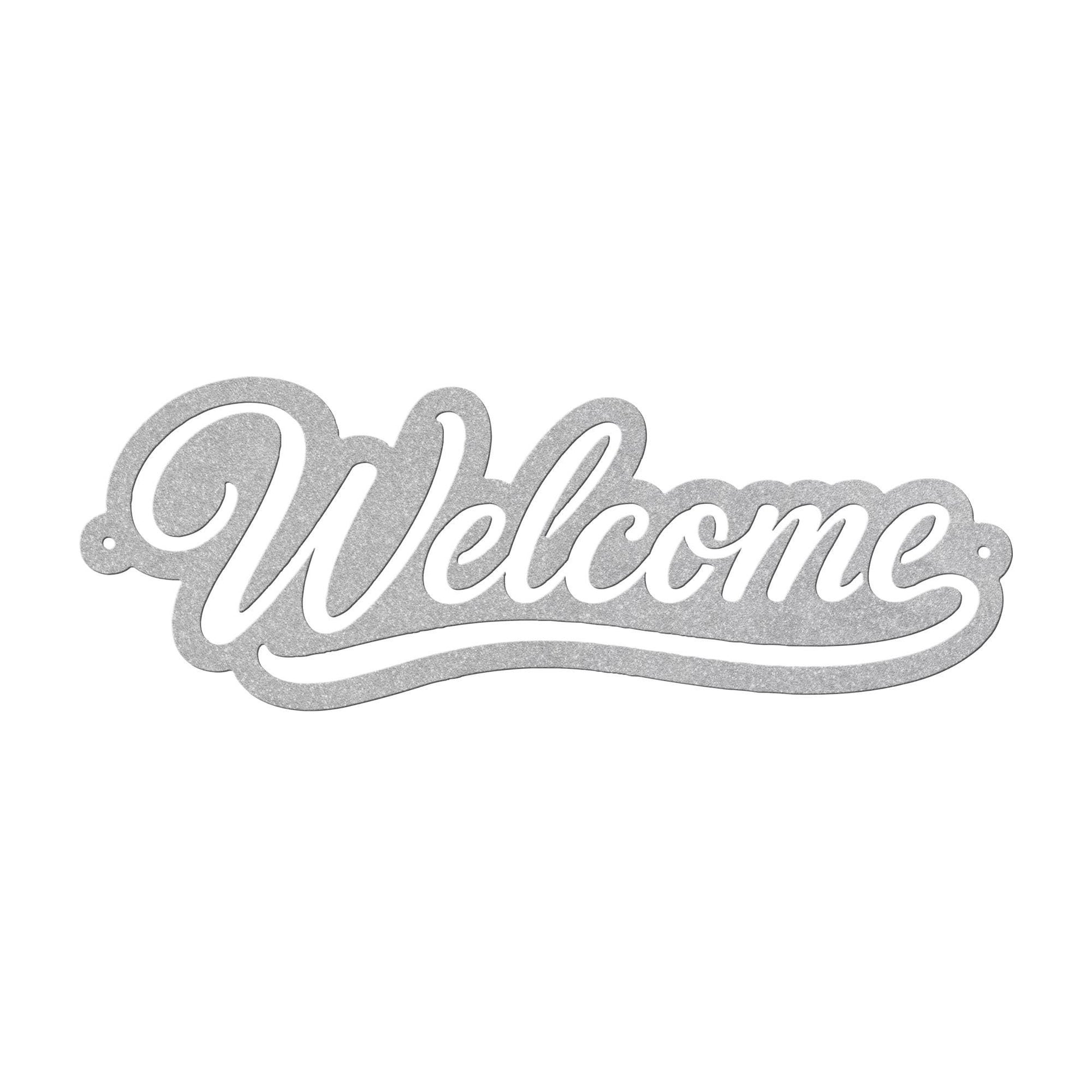 Script Welcome Metal Sign, Horizontal Front Door Wall Decor, Rustic Entryway Plaque, Farmhouse Porch Housewarming Gift, Cursive Art