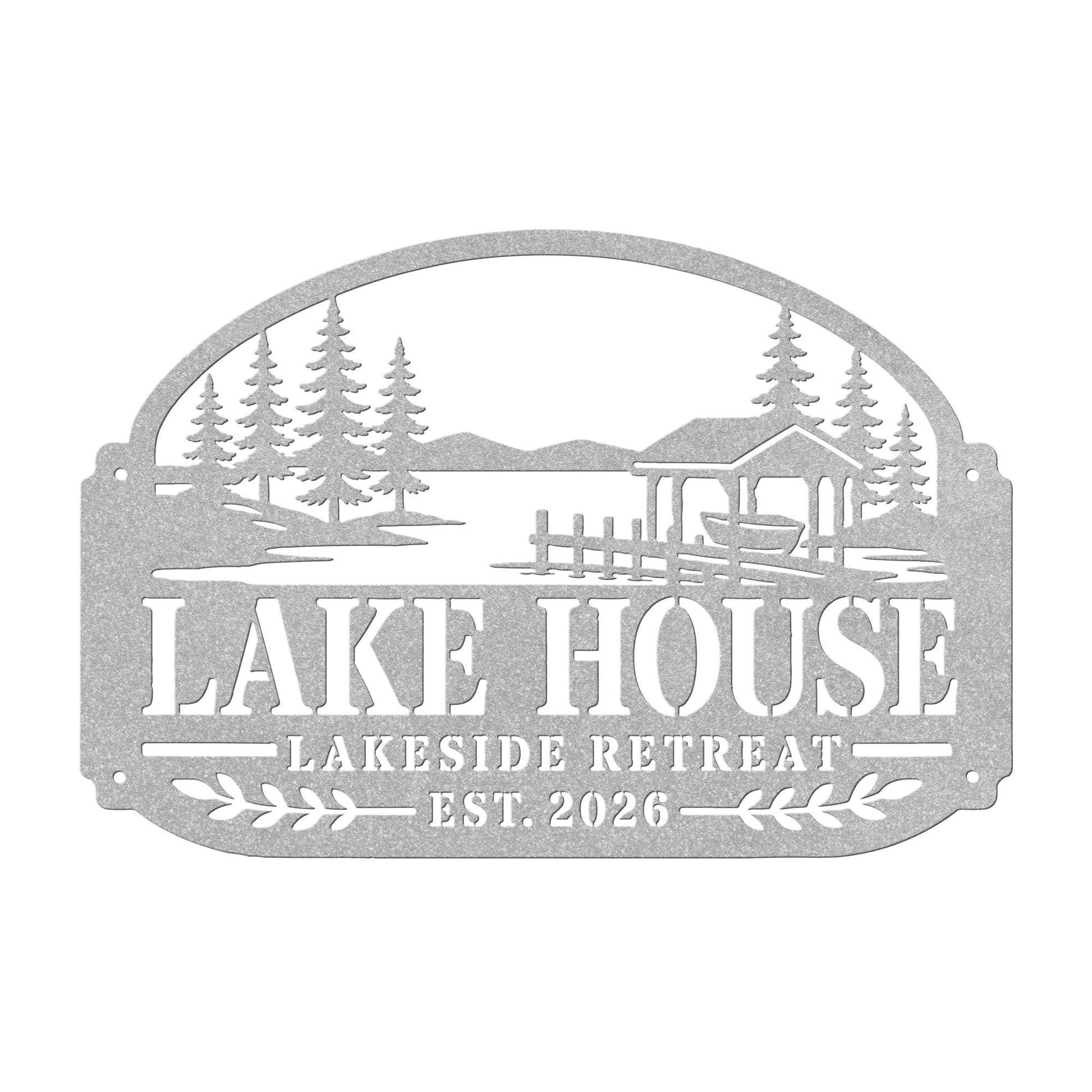 Lake House Metal Sign, Lakeside Retreat Wall Decor, Rustic Cabin Plaque, Waterfront Cottage Entryway Gift, Outdoor Porch Accent