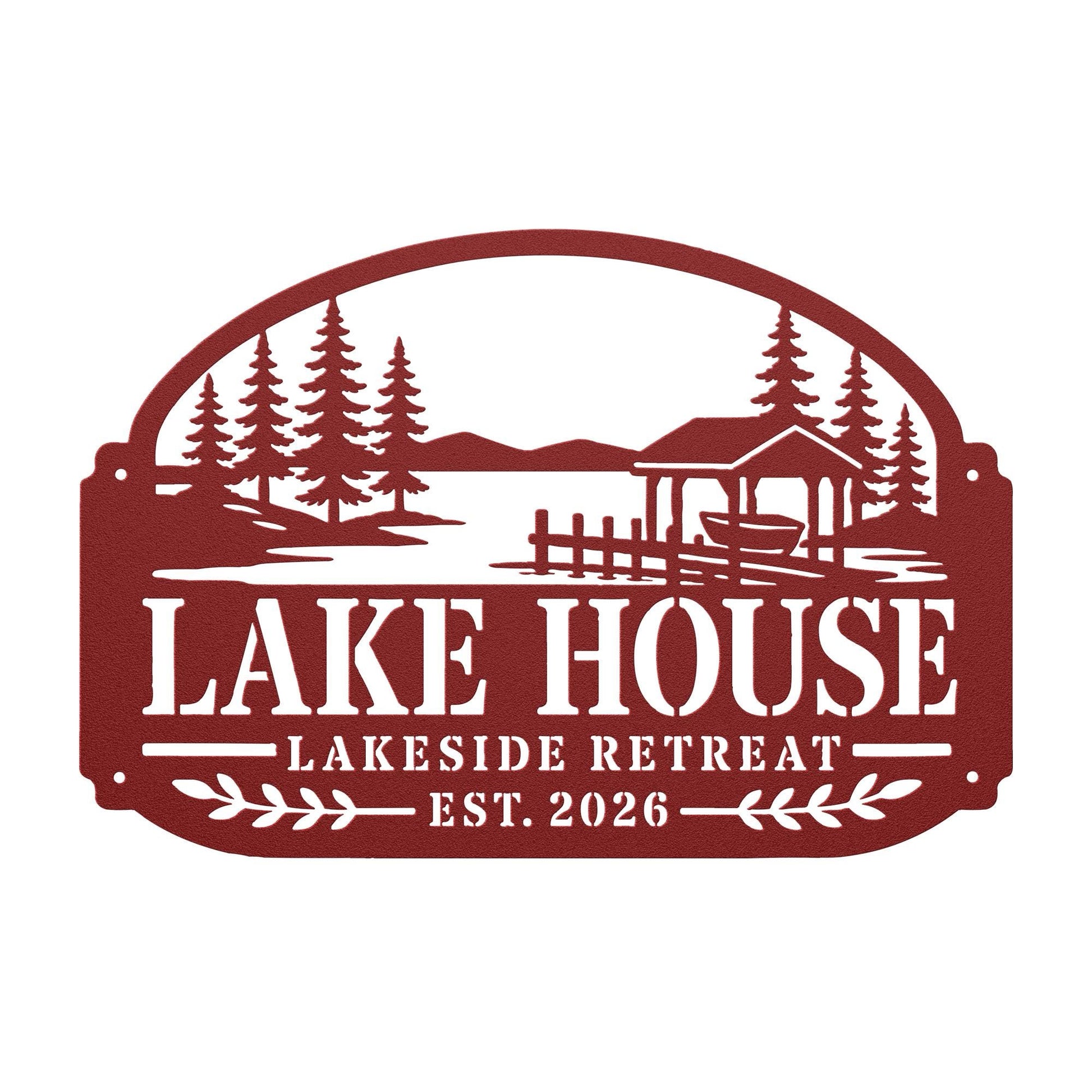 Lake House Metal Sign, Lakeside Retreat Wall Decor, Rustic Cabin Plaque, Waterfront Cottage Entryway Gift, Outdoor Porch Accent