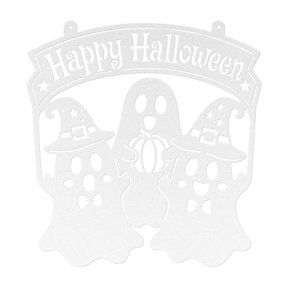 Happy Halloween Metal Sign, Ghost Witch Wall Decor, Spooky Steel Plaque, Fall Porch Decoration, Rustic Entryway Accent, Cute Holiday Display