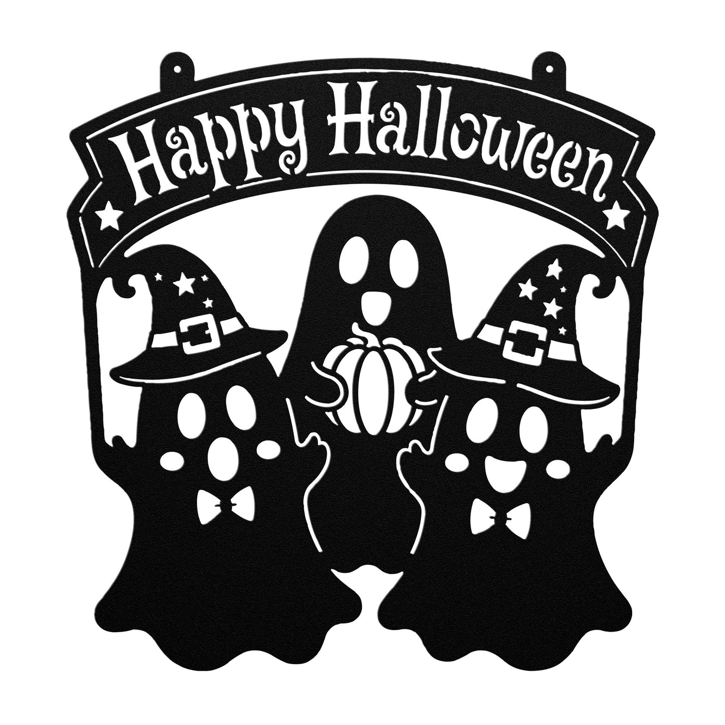 Happy Halloween Metal Sign, Ghost Witch Wall Decor, Spooky Steel Plaque, Fall Porch Decoration, Rustic Entryway Accent, Cute Holiday Display