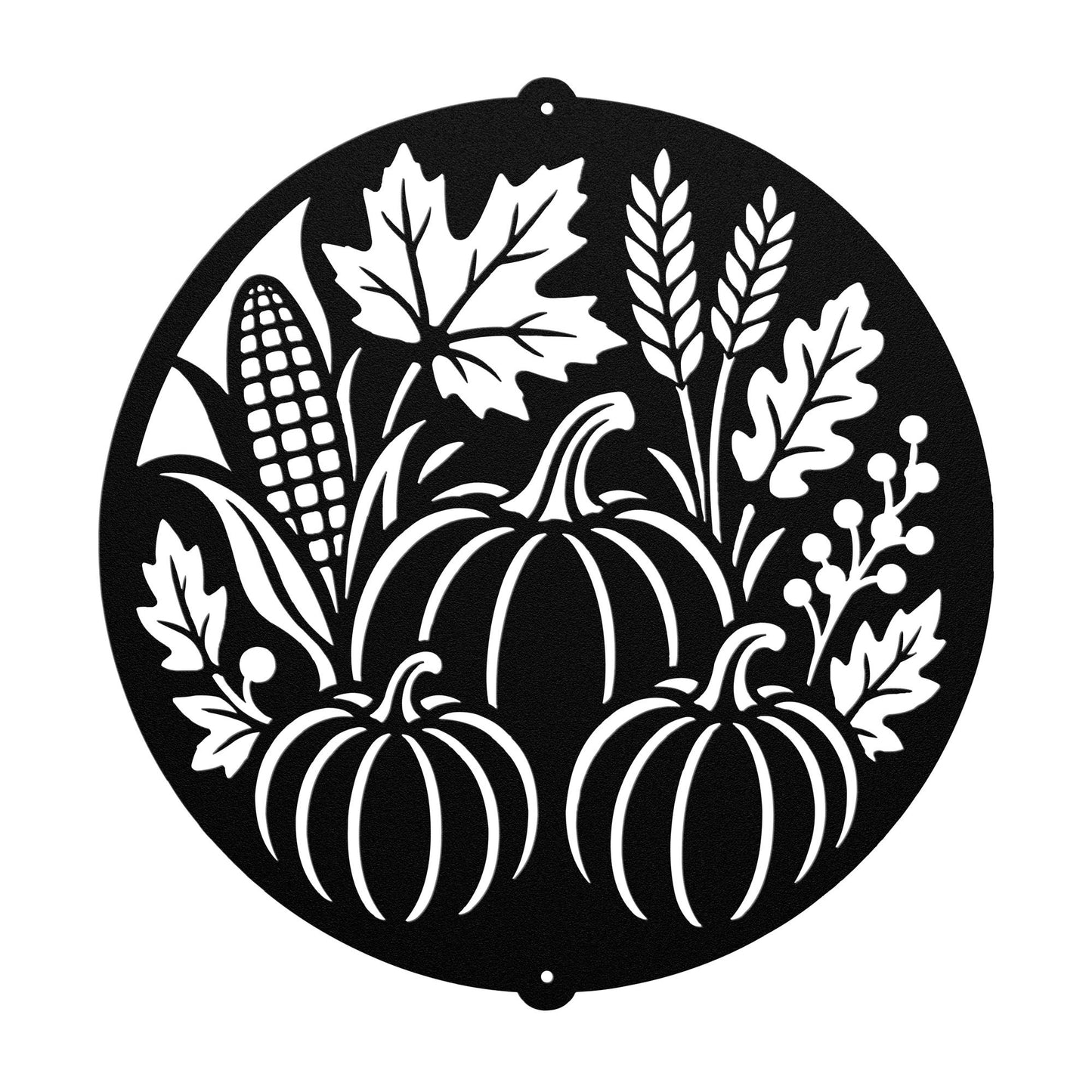 Fall Harvest Metal Sign, Pumpkin Corn Wheat Wall Decor, Autumn Farmhouse Home Accent, Thanksgiving Hostess Gift, Seasonal Steel Art