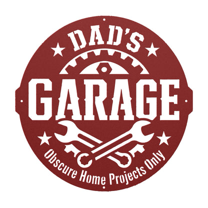 Dad's Garage Metal Sign, Funny Workshop Wall Decor, Father's Day Steel Plaque, Man Cave Art, Mechanic Gift For Him, Rustic Tool Shed Accent