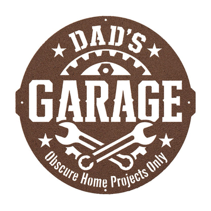 Dad's Garage Metal Sign, Funny Workshop Wall Decor, Father's Day Steel Plaque, Man Cave Art, Mechanic Gift For Him, Rustic Tool Shed Accent