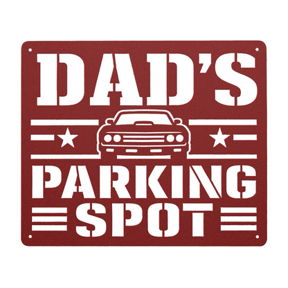Dad's Parking Spot Metal Sign, Garage Wall Decor, Father's Day Steel Plaque, Classic Car Art, Mechanic Gift For Him, Man Cave Auto Accent