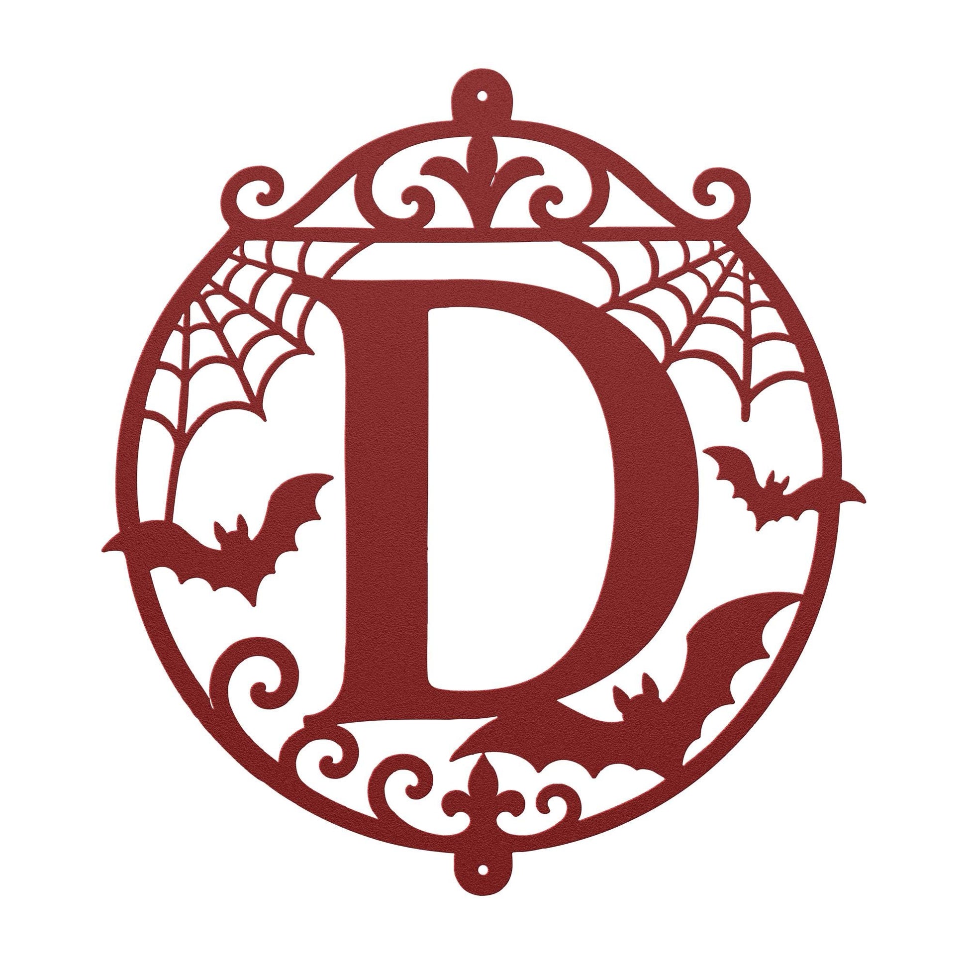 Halloween Circular Monogram Metal Sign, Spiderweb Initial Door Hanger, Bat Letter Wall Decor, Gothic Fall Entryway Home Art, Seasonal Accent
