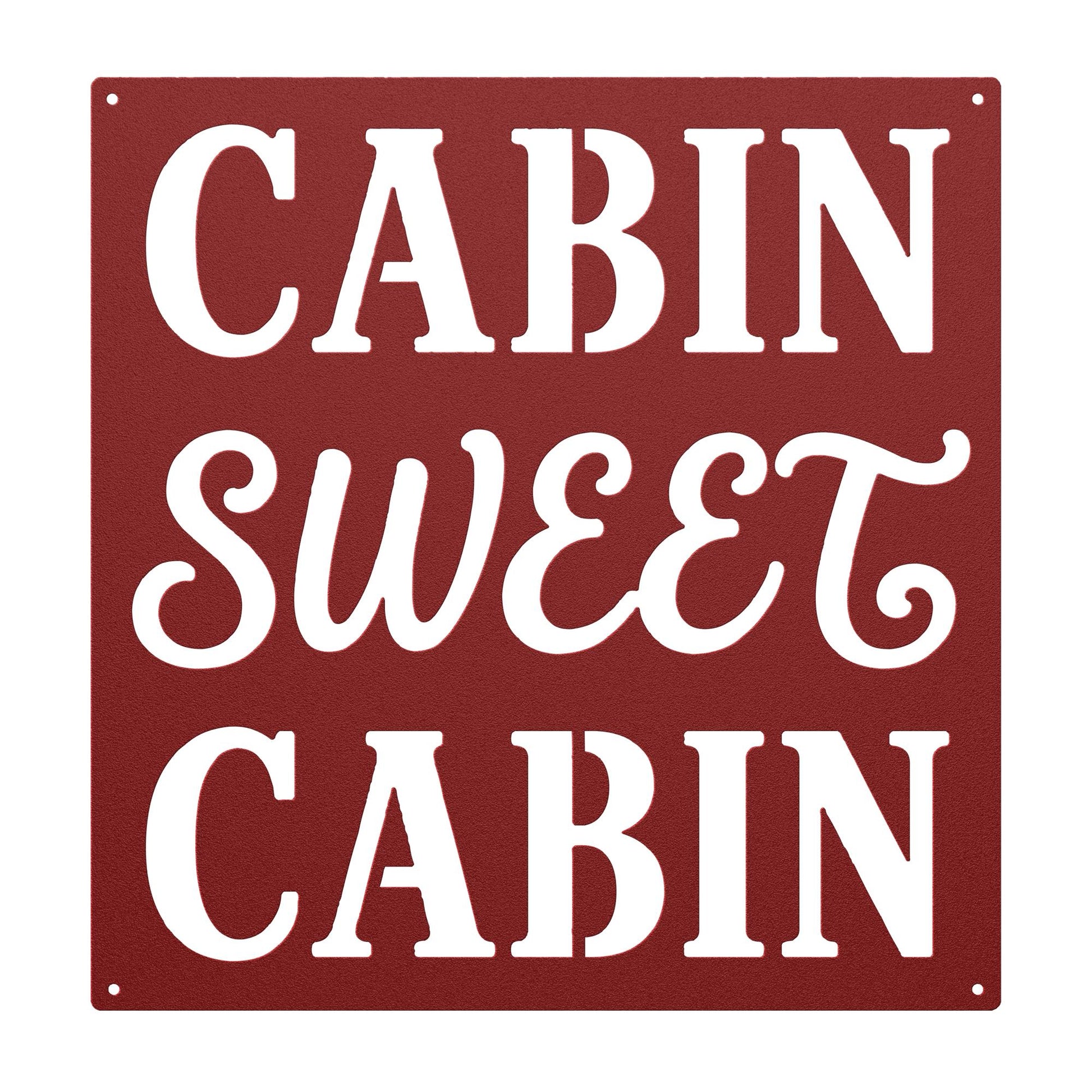 Cabin Sweet Cabin Sign, Rustic Metal Wall Decor, Mountain Lodge Plaque, Woodland Entryway Art, Cozy Retreat Housewarming Gift