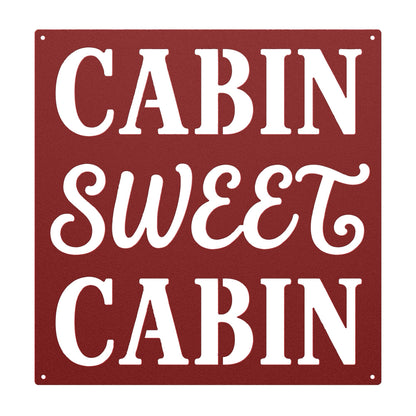 Cabin Sweet Cabin Sign, Rustic Metal Wall Decor, Mountain Lodge Plaque, Woodland Entryway Art, Cozy Retreat Housewarming Gift