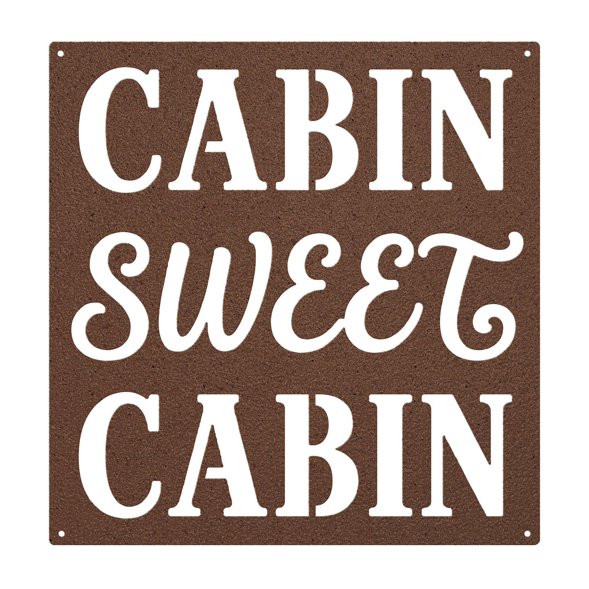 Cabin Sweet Cabin Sign, Rustic Metal Wall Decor, Mountain Lodge Plaque, Woodland Entryway Art, Cozy Retreat Housewarming Gift