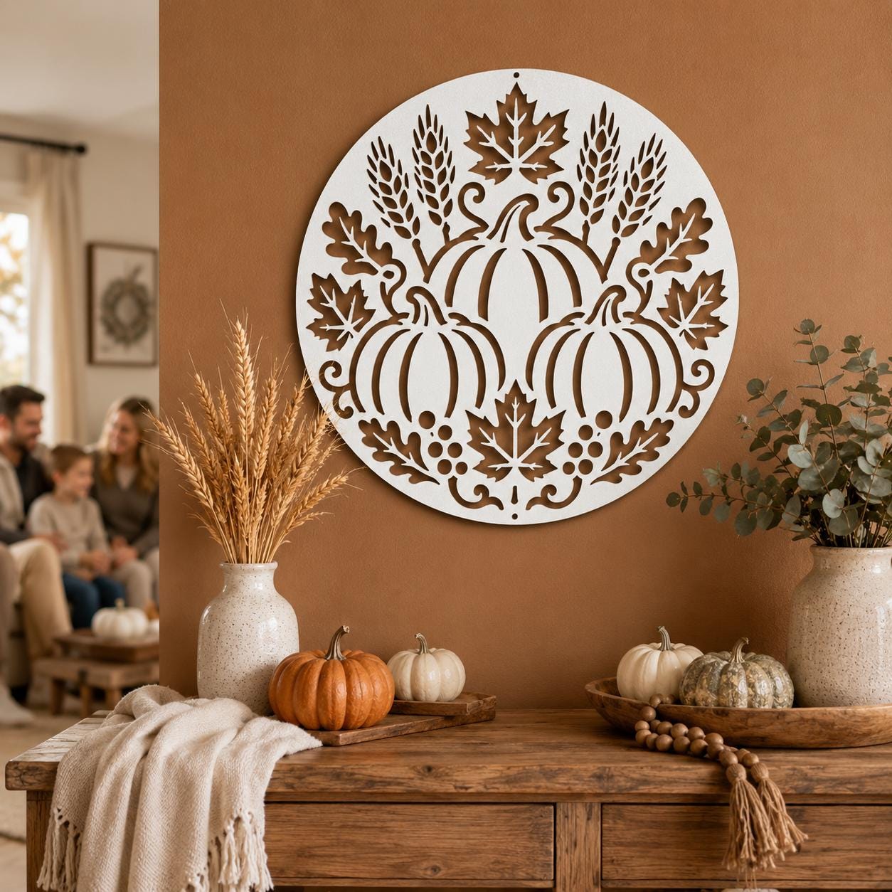 Fall Pumpkin Metal Sign, Harvest Wall Decor, Autumn Farmhouse Plaque, Thanksgiving Entryway Art, Rustic Seasonal Housewarming Gift