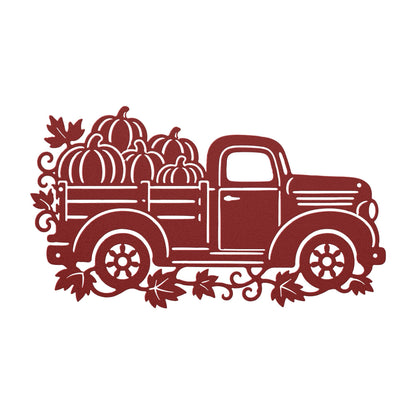 Pumpkin Truck Metal Sign, Vintage Fall Pickup Wall Decor, Harvest Farmhouse Steel Art, Rustic Autumn Porch Entryway Housewarming Gift