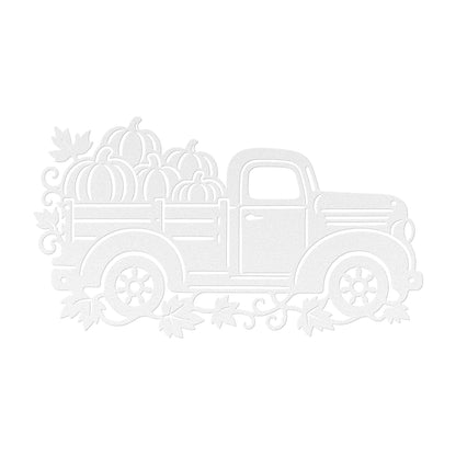 Pumpkin Truck Metal Sign, Vintage Fall Pickup Wall Decor, Harvest Farmhouse Steel Art, Rustic Autumn Porch Entryway Housewarming Gift